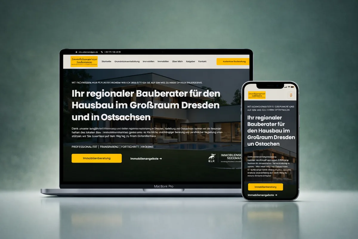 Von uns gebaute Webseite der Hausbauberatung Seidemann