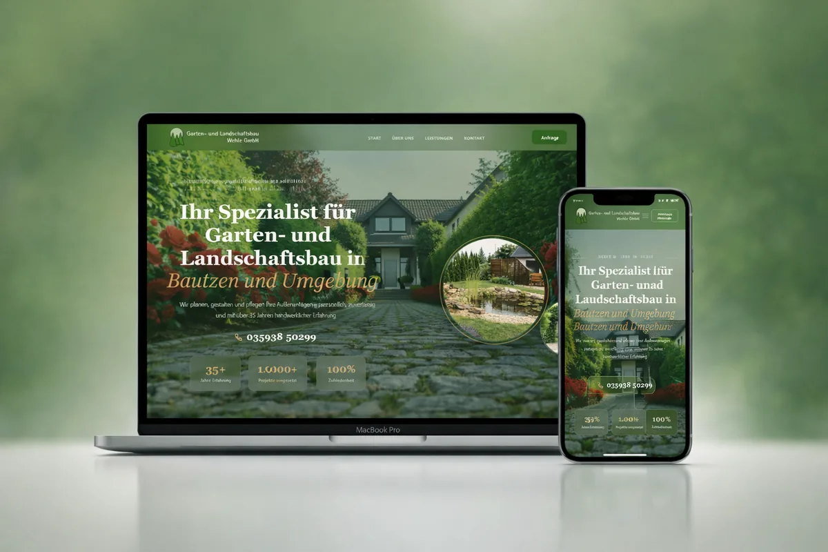 Von uns gebaute Webseite von Wehle Garten- und Landschaftsbau