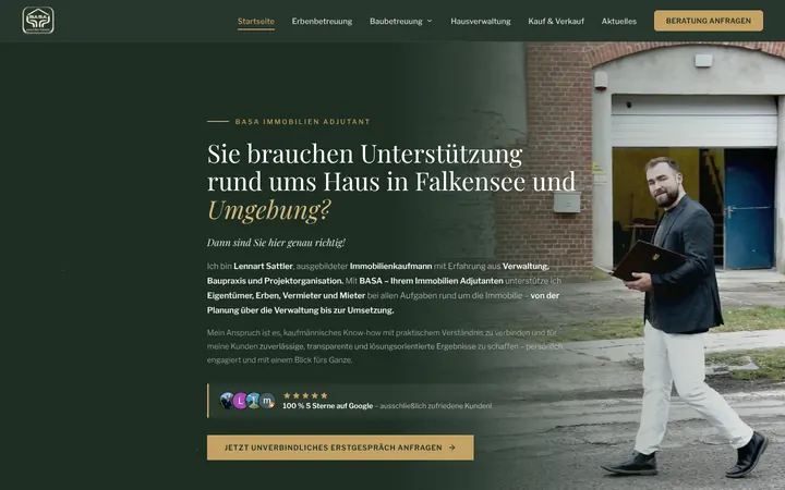 Von uns gebaute Webseite: BASA Immobilien Adjutant