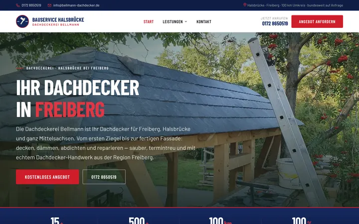 Von uns gebaute Webseite: Dachdeckerei Bellmann