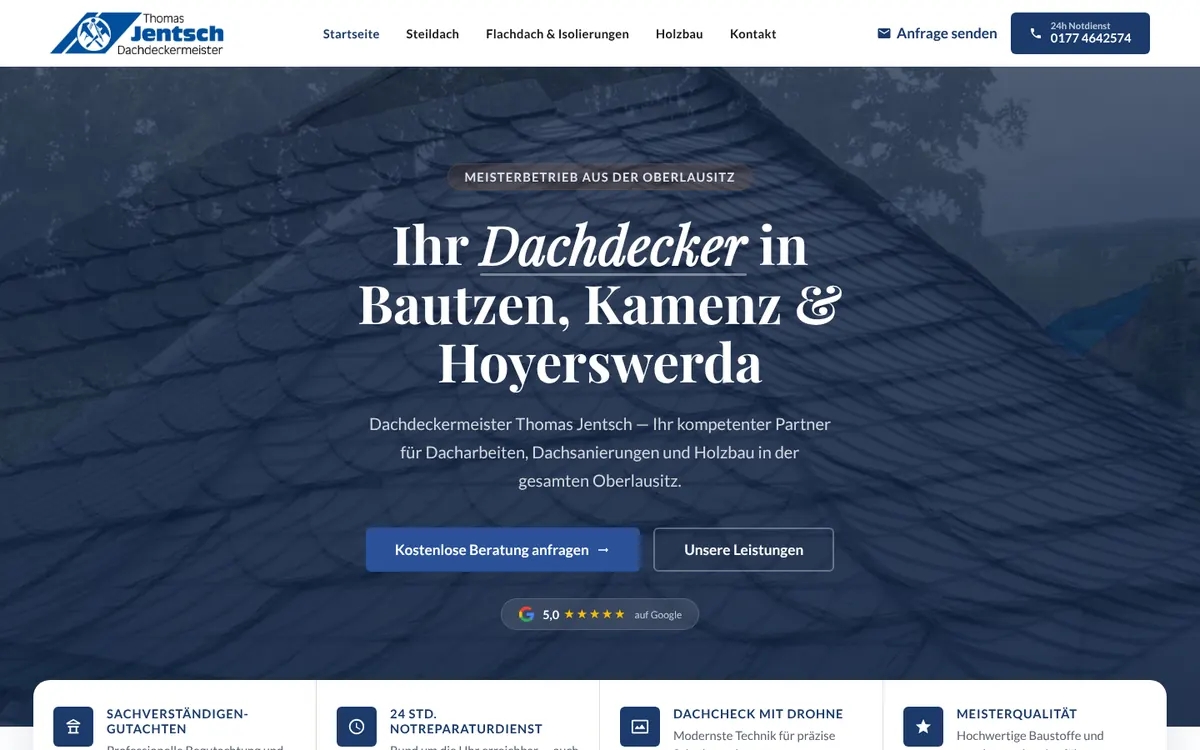 Von uns gebaute Webseite: Thomas Jentsch