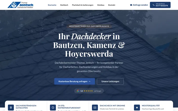 Von uns gebaute Webseite: Thomas Jentsch