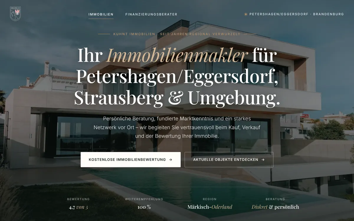 Von uns gebaute Webseite: Kuhnt Immobilien