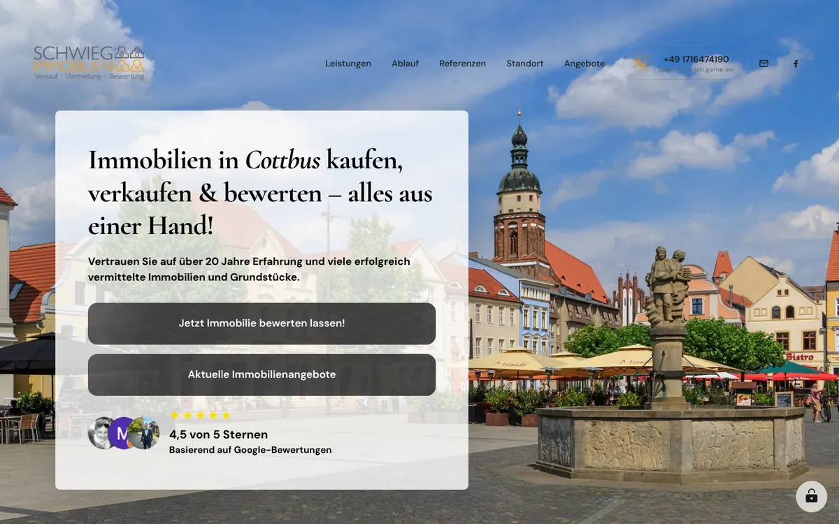 Von uns gebaute Webseite: Schwieg Immobilien